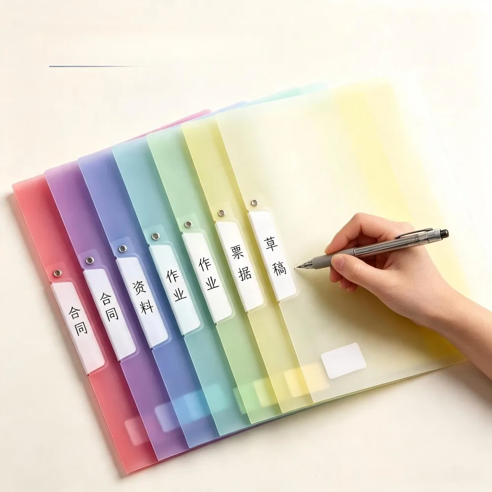 10pcs A4 Rotating Buckle File Folder Transparent Document Book Student Exam Paper Storage Office Contract File Organizer