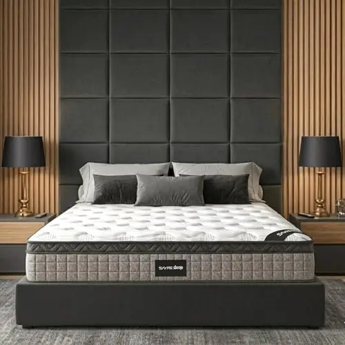 Sayre 10 Inch Queen Hybrid Mattress in a Box Cooling Gel Memory Foam & Pocket Springs, Medium Firm Support for Back