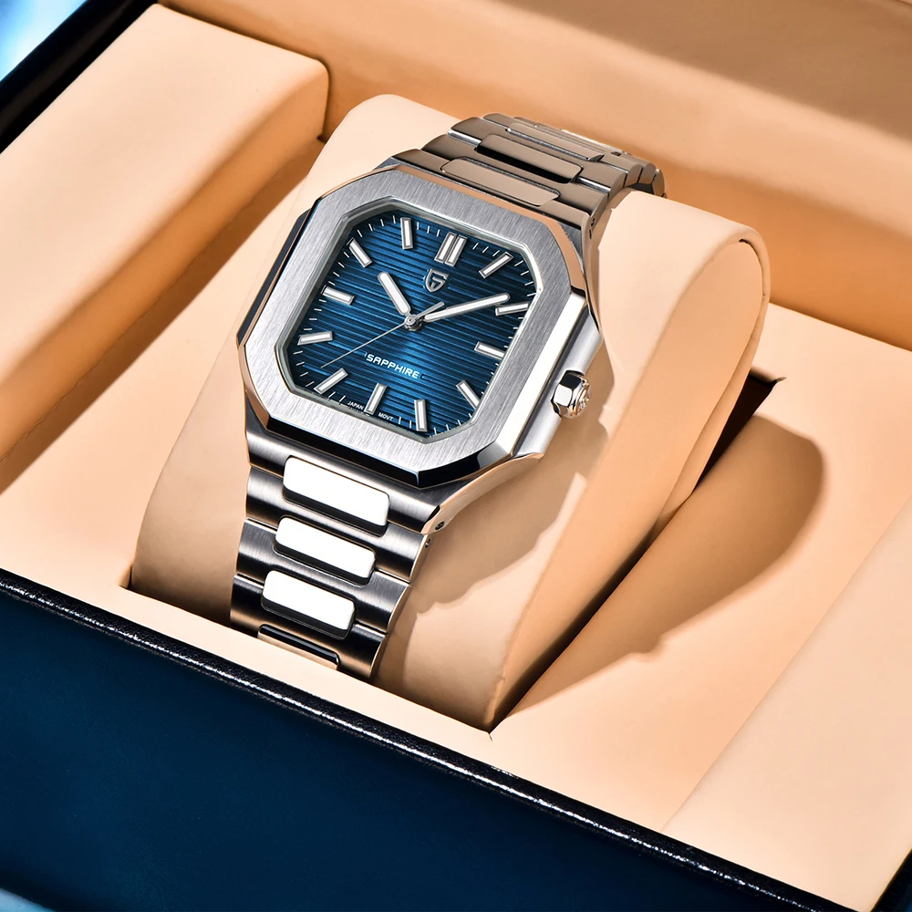 2025 جديد PAGANI تصميم ساعة رجالي العلامة التجارية الأعلى ساعة كوارتز المسمار تاج الساعات للرجل الياقوت مرآة ساعة رياضية مع صندوق هدية