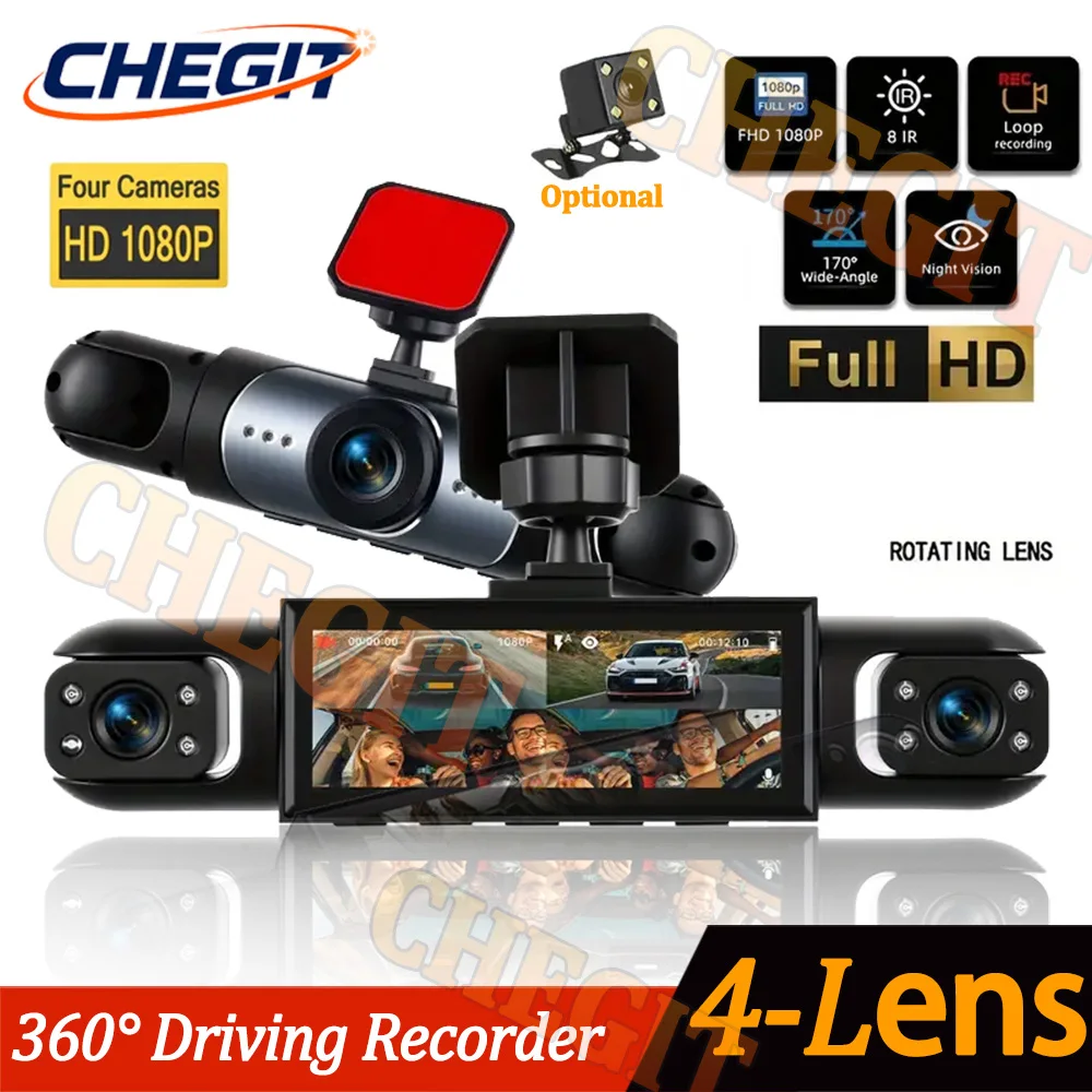 NEW 3/4Lens 360° Car Camera 1080P Dash Cam Auto 1080P Car Recording Camera Car DVR Front Left right RearView Camera Black Box