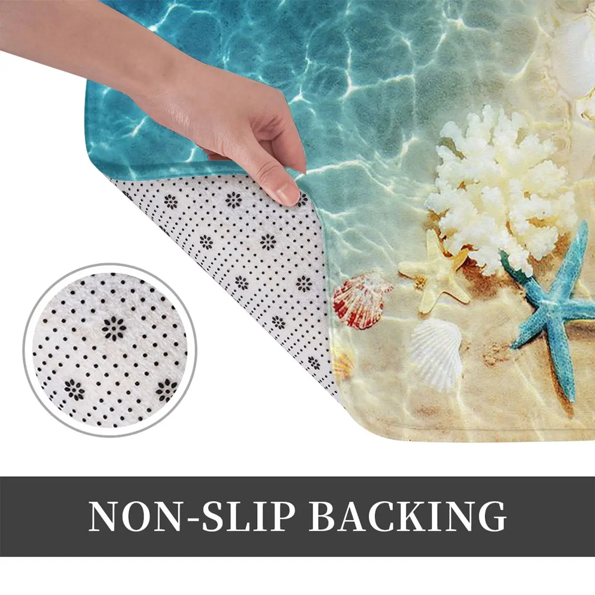 Beach Starfish Shell Non-slip Doormat Floor Mat Washable Carpet Rug for Kitchen Entrance Home Bedroom Footpad Mats