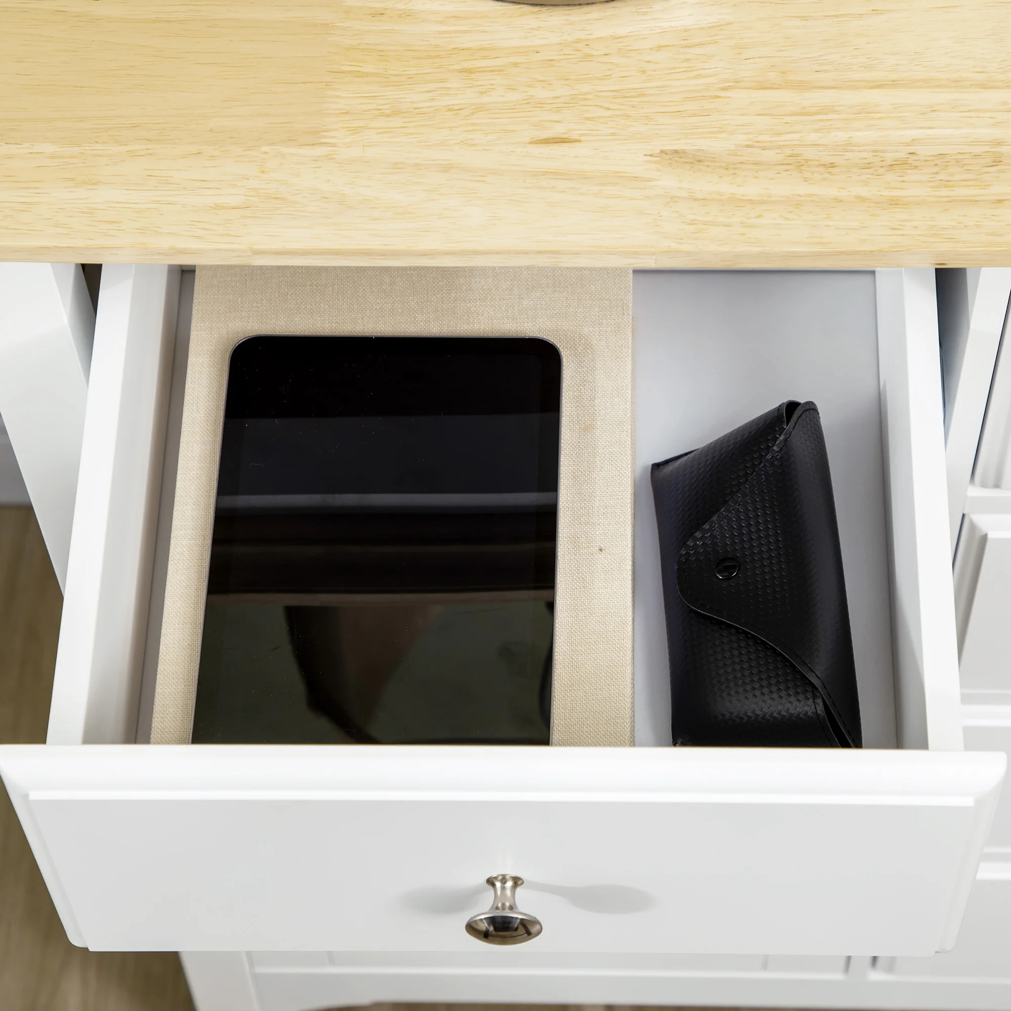 White Rubber Wood Buffet Cabinet 8