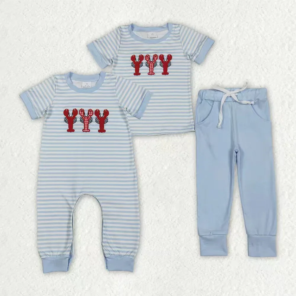 

z1217-17 SR3333 Wholesale Boutique kids clothes boys embroidery short sleeve pants Set Summer Children clothing