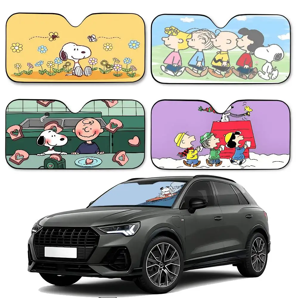 Linda Parasol para Parabrisas de Coche con Diseño Clásico y Moderno de Anime Snoopy, Cubierta para Parabrisas de Coche, Cortina Parasol para Coche