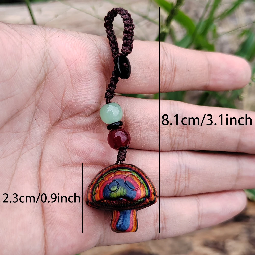 Hand-Carved Colorful Wooden Mushroom Pendant Ornament, Minimalist Forest Style, Suitable for Hanging Decorations, Christmas Decorations, Birthday Gifts, Bedroom, Home Decor, Keychain