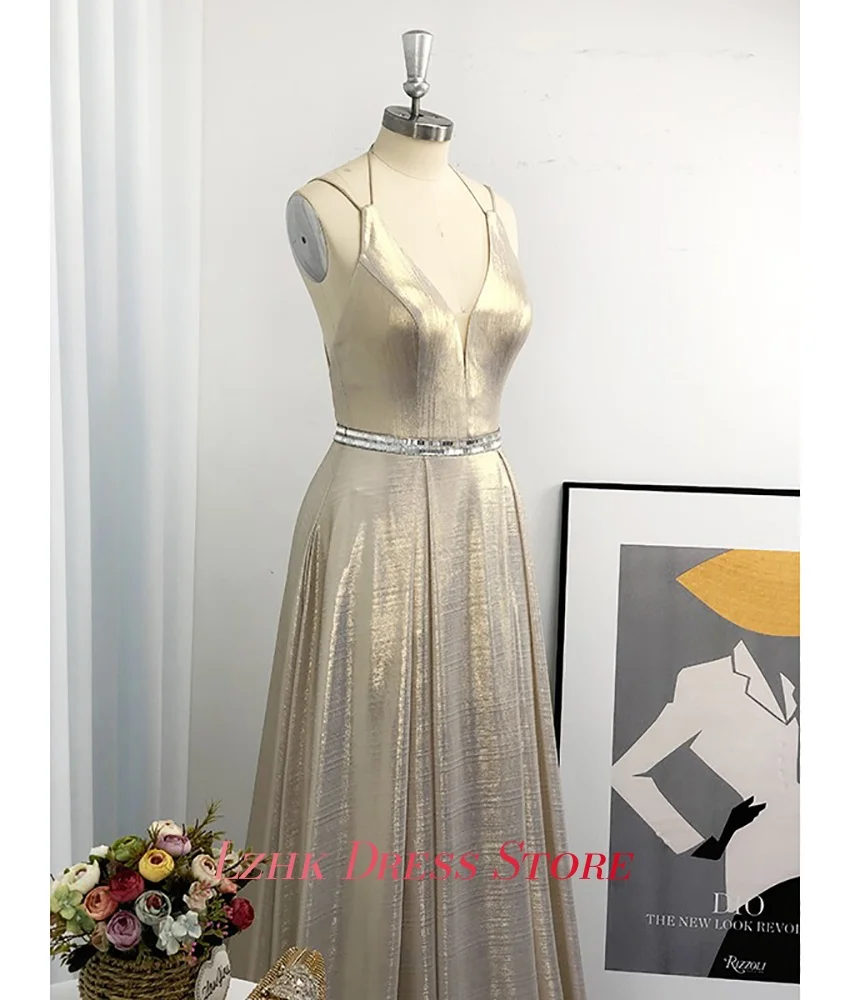 Customized Sexy Satin A-Line Spaghetti Straps Crystal Evening Dress Temperament Sweetheart Sleeveless Floor Length prom dresses