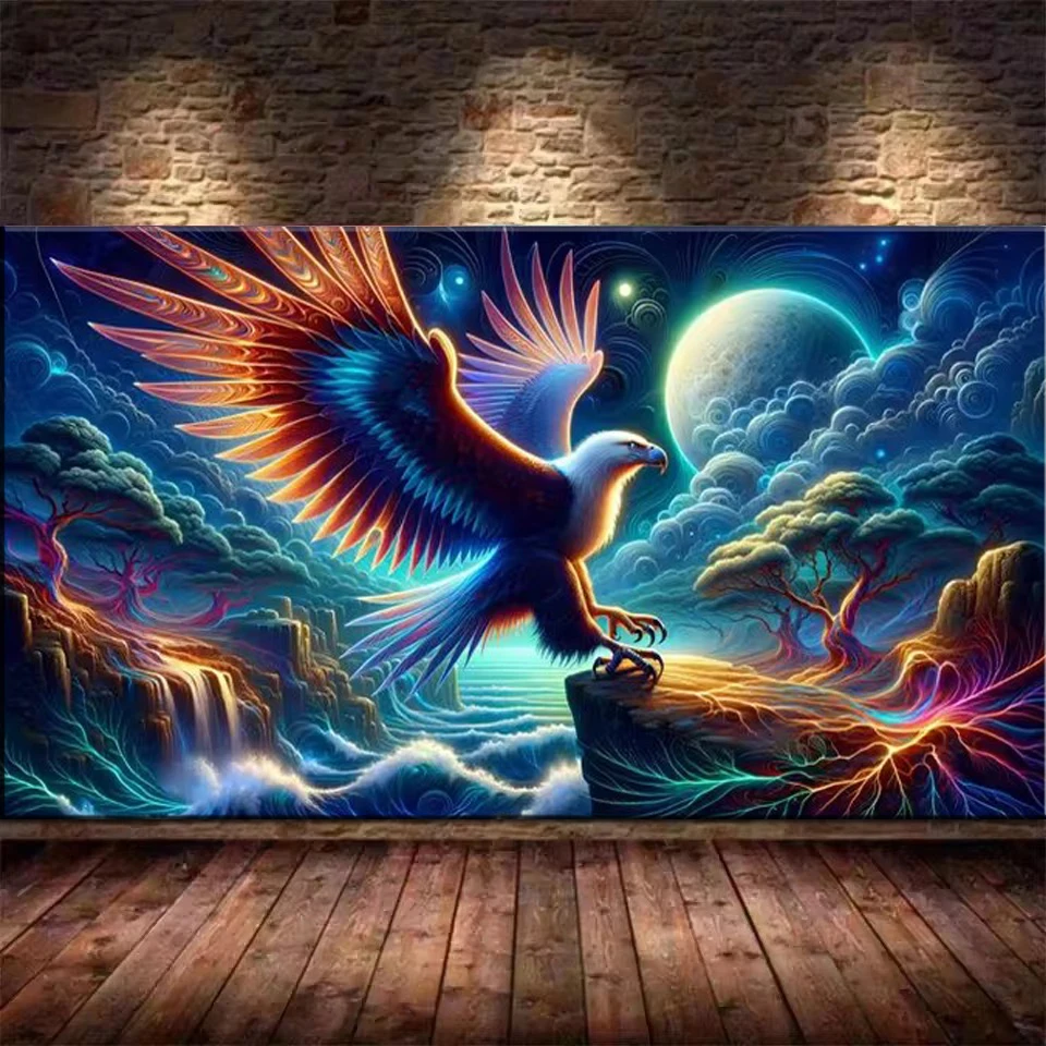 Sky Cloud DIY 5D Diamond Painting Large Fantasy Forest Flying Eagle Full Square Round Mosaic Diamond Embroidery Home Decor