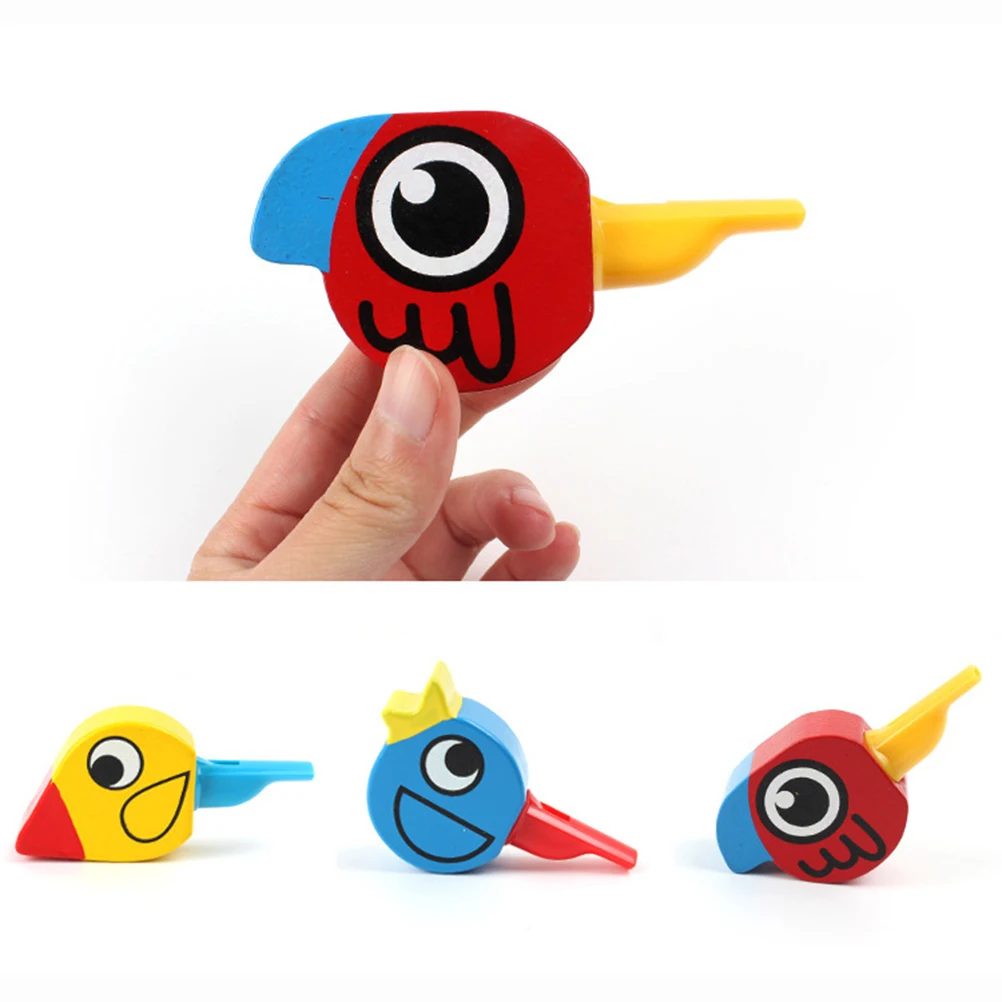 

4pcs Wooden Bird Whistles Cartoon Whistle Educational Promotes Hearing Development Creative Music Gift For
