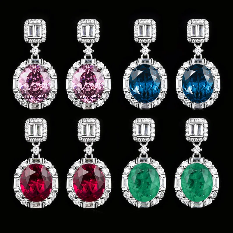 

New jewelry with copper base, gold-plated, ice-type fluorescent red corundum vintage earrings 10*12