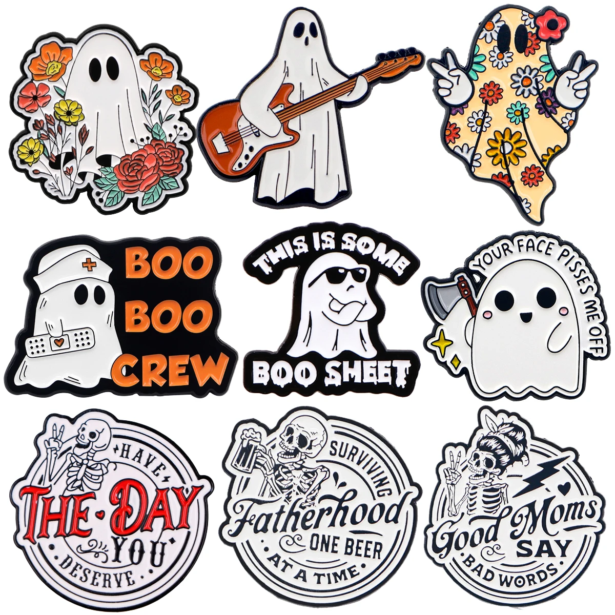 Halloween Skeleton Enamel Pin Cute Ghost Badges on Backpack Brooches For Women Lapel Pin Cosplay Accessories Birthday Gifts Toys