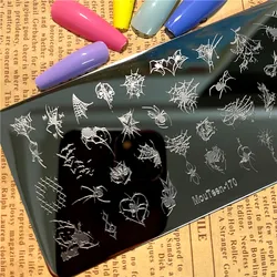 Spider Nail Stamping Plate Web Nail Art Template Spider Spins Silk Nail Stamp Plate Mouteen-170