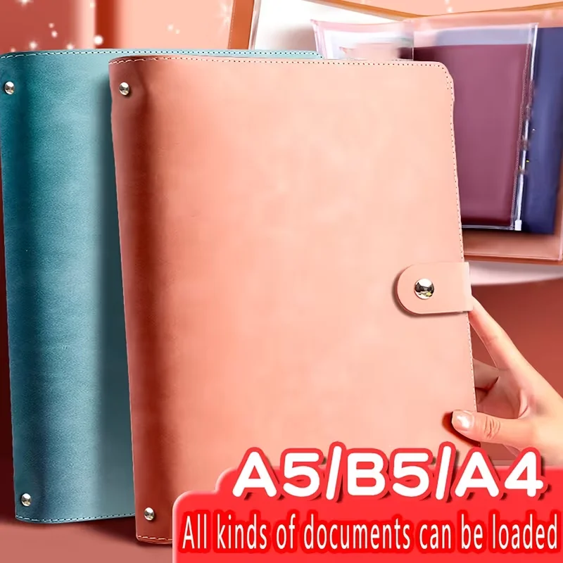 

A4/A5/B5 PU Leather Document Folder | Large Capacity File Organizer | Portable Portfolio for Home & Office Document Storage