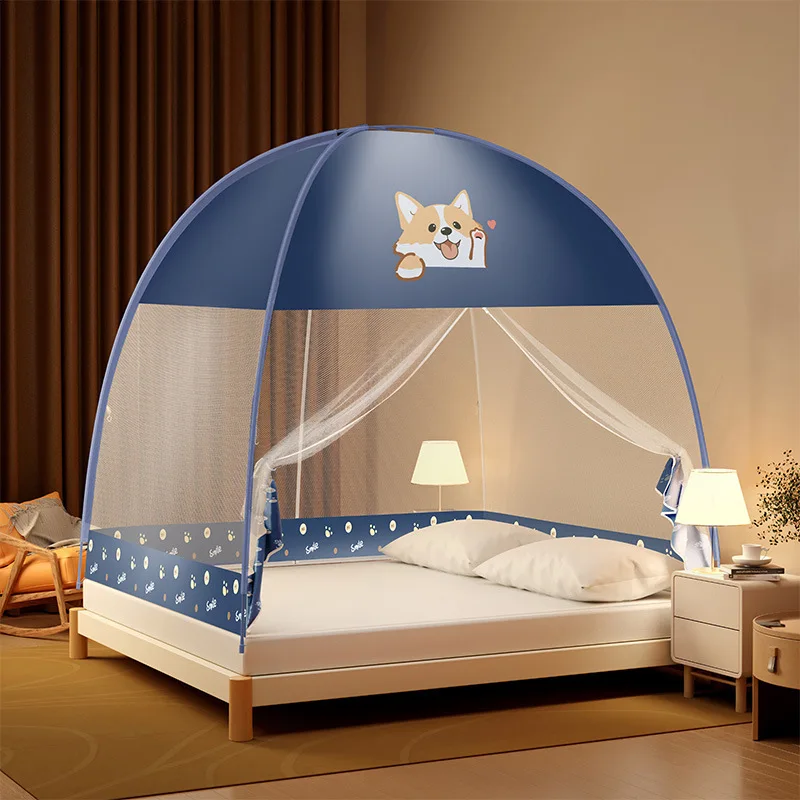

Custom Foldable Mosquito Net Home Use, No-Installation Bracket, Bed Mosquito Net with Fiberglass Rods, Mongolian Yurt
