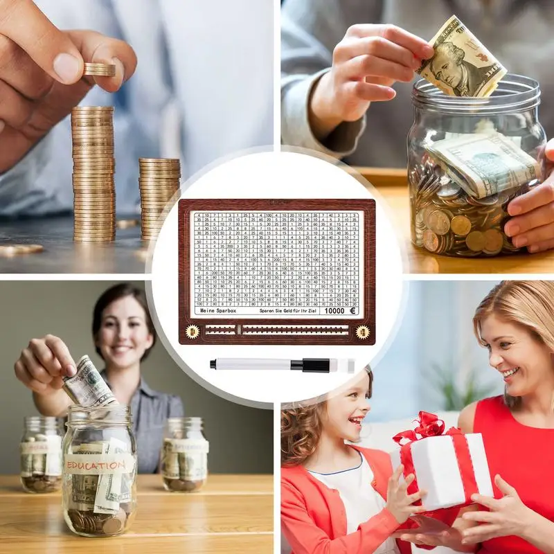 ธนาคารเหรียญเงิน Saving Bank ไม้ Sorter Organizer คอนเทนเนอร์เคาน์เตอร์สําหรับห้องเรียนทํางาน Art Student Dorm Travel