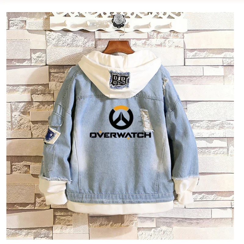 Overwatch Hoodie Sweatshirt OW DV.a dva Denim Jacket Coat Hoodie Women Men Anime Cosplay Halloween Costume AS5853