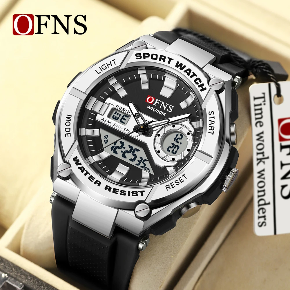 

OFNS 2024 New Men's Watches Waterproof Quartz Wristwatch Sport Military LED Digital Watch for Male Relogios Masculino 3123