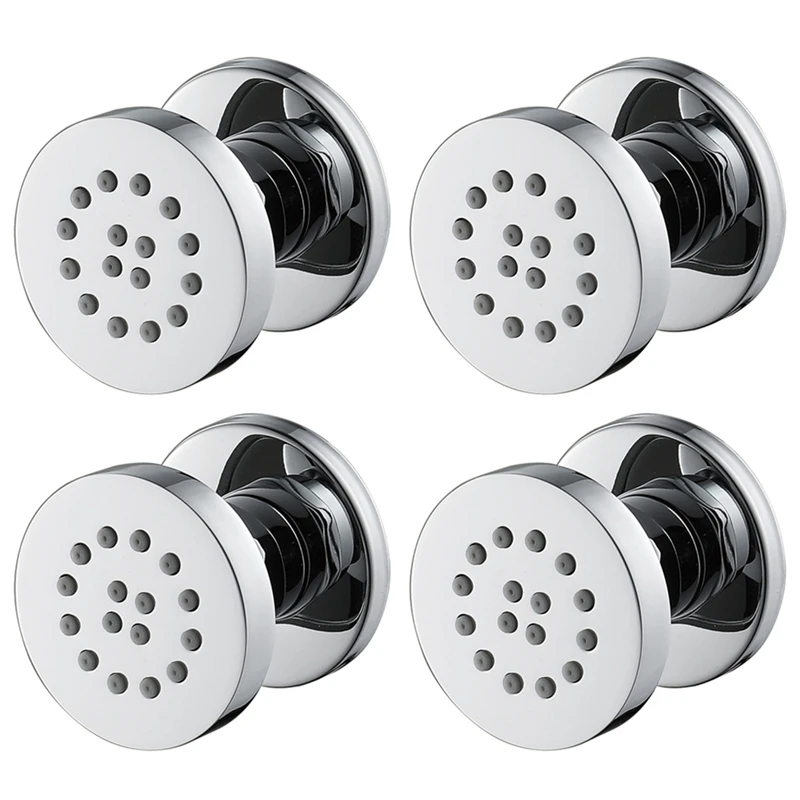 Round Shower Body Jet Sparyer Massage Spa Rain Showerhead Side Wall Mount Shower Head Sprayer, Chrome, 4PCS