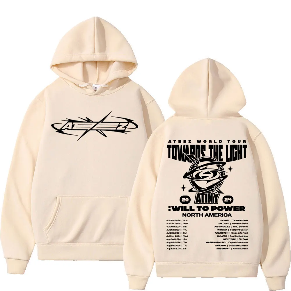 Ateez Towards The Light Will To Power World Tour Print Hoodie Men Women Harajuku Kpop Sweatshirt Fashion Trend Hip Hop Pullovers