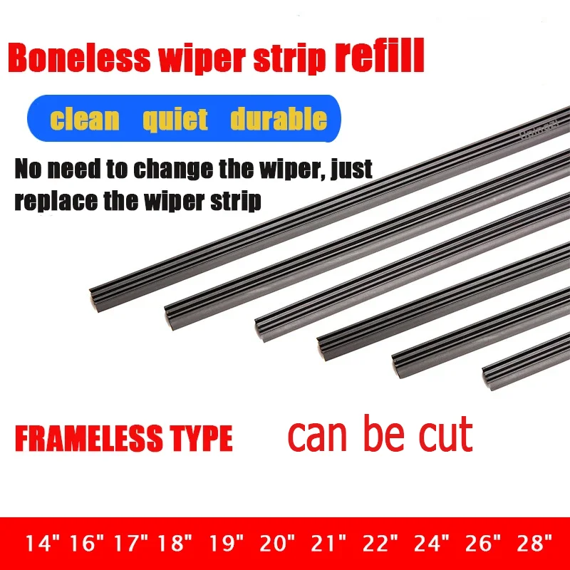 2pcs High Quality Boneless Rubber Car Wiper Blade refill Strips Windscreen 6mm 14\