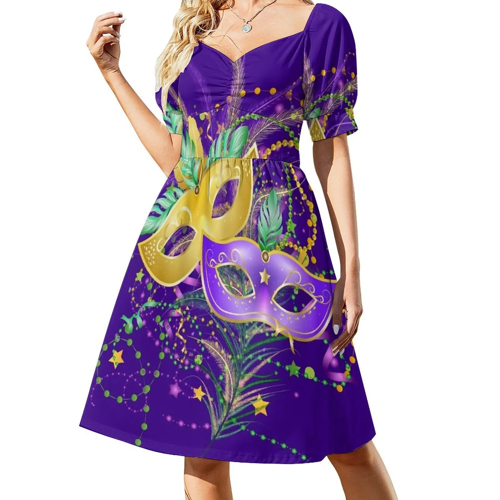 

Mardi Gras Celebration Short Sleeved Dress clothing women summer 2025 birthday dress luxury evening dresses for women 2025 Dress