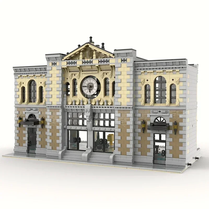 Street View Model Moc Building Bricks, Modular The Central Train Station Technology Blocks Gifts, Christmas Toys, DIY Sets Assembly