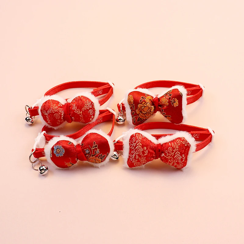New Pet Scarf Festive New Year Holiday Scarf for Dogs and Kittens Autumn and Winter Warm Scarf Plush Collar Decoration