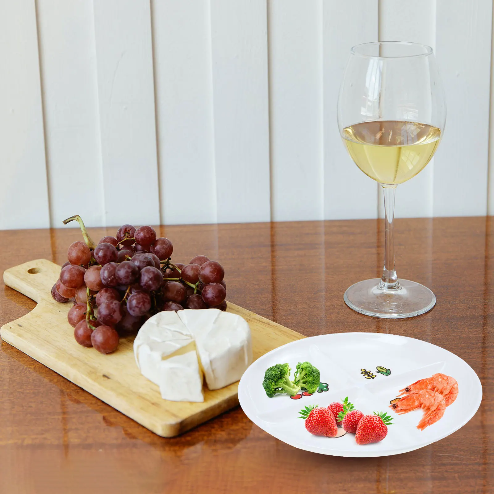 

Multi-Grids Food Tray Breakfast Tray Portable Four Grids Snack Serving Plate Stable Non-Slip Breakfast Plate