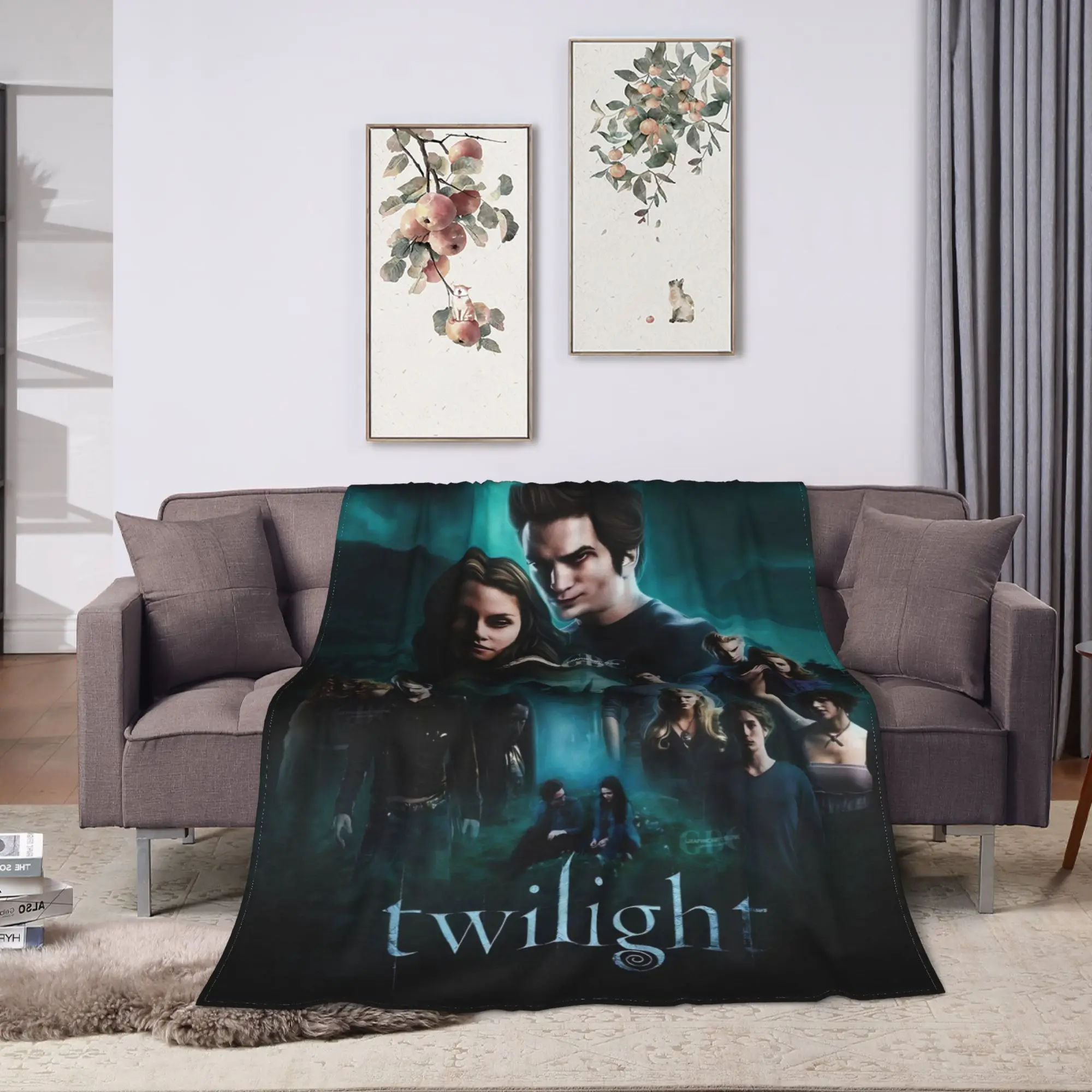 The Twilight Edward Bella  Warm Soft Blankets  Travel Plush Throw Blanket Print Home Decor Flannel Bedspread Sofa Bed Cover