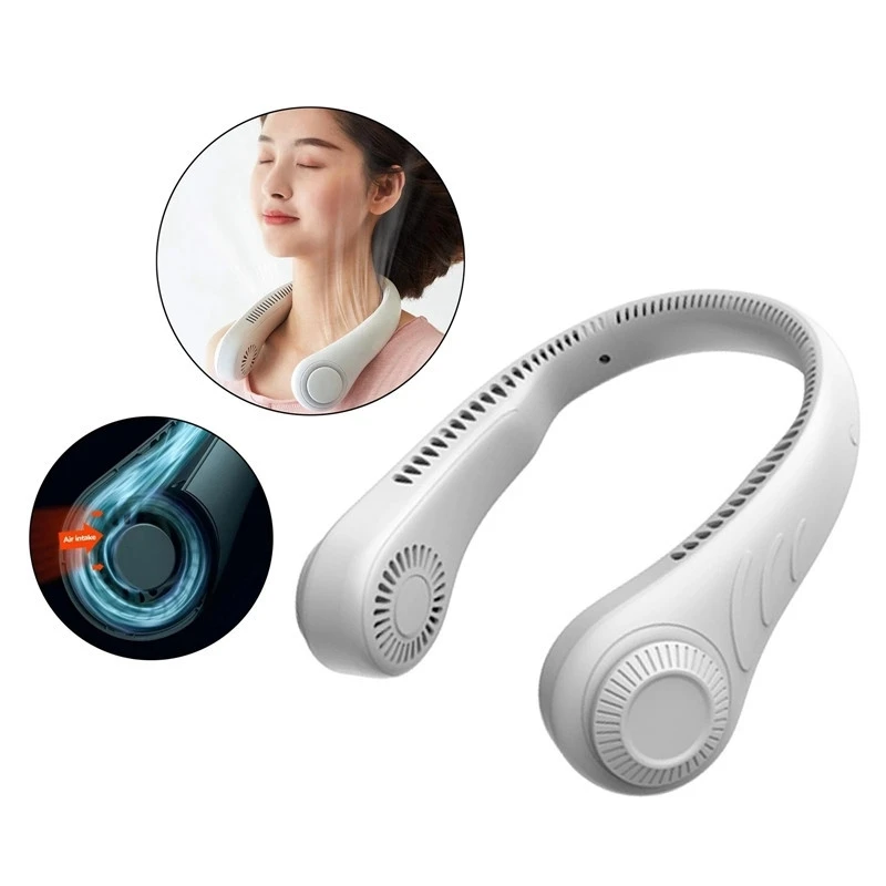 

Portable Neck Fan Bladeless Neck Fan Rechargeable Wearable Personal Neck Cooling Fan Super Quiet Headphone Design For Office