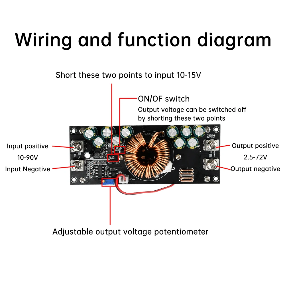 1500W 50A Step-down Power Module DC15V-90V To DC2.5V-72V Constant Voltage Buck Module Power Adapter