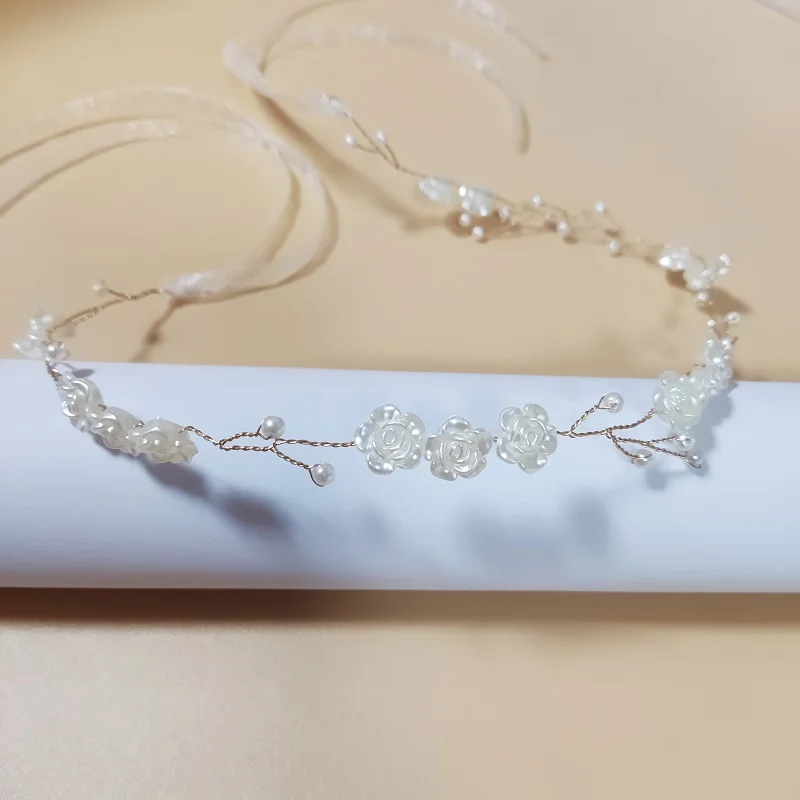 Handwork Flower Vine Headband Headmade Bride Hair Accessories Wedding Head Jewelry Headdresses For Girlfriend Bridal Headpiece