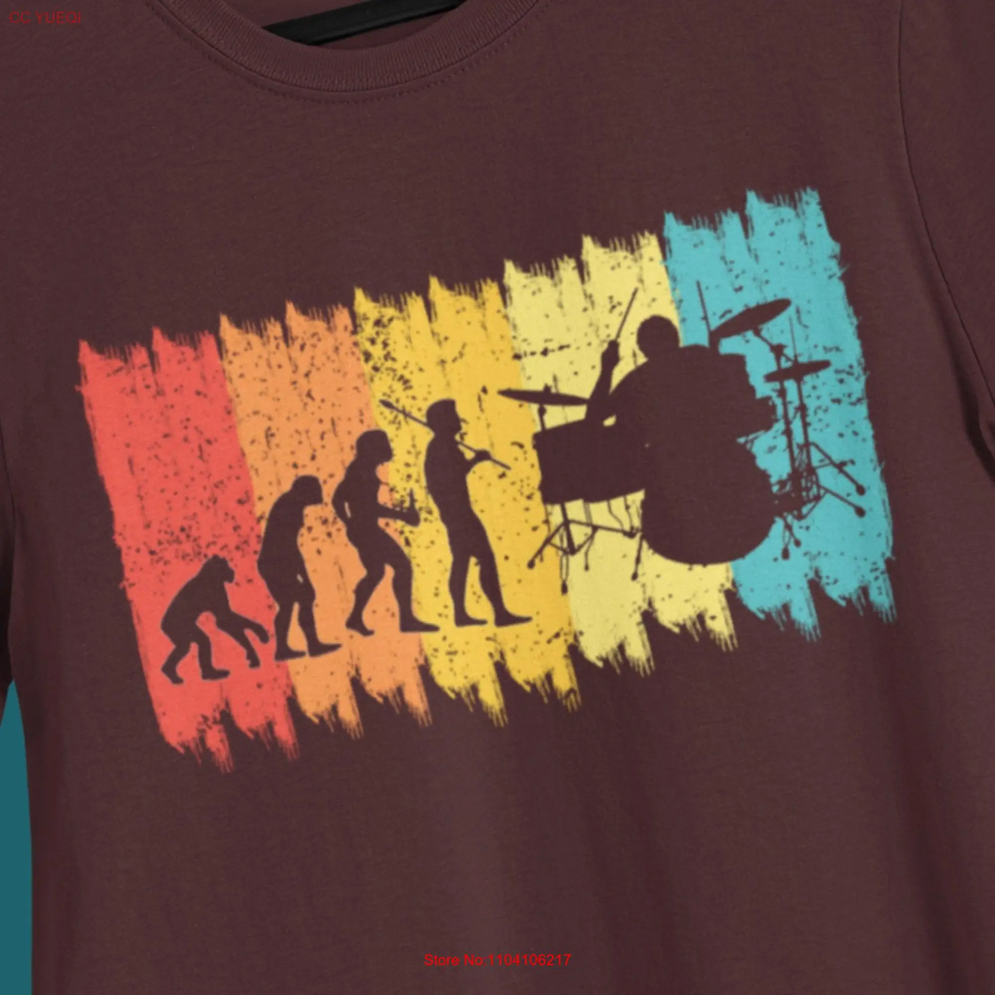 Drummer shirt Evolution band T gift for vintage drum long or short sleeves