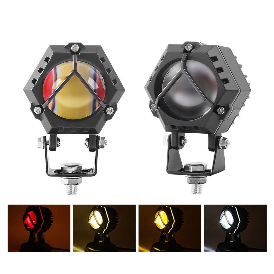 30W Motorcycle LED headlight High Power Spotlight Light Four Colours Auxiliary Spotlight Car Trucks Off-road Fog Light 12V-80V