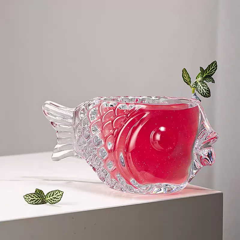 

Creative 3D Transparent Fish Shape Bar Cocktail Glass Party Thick Heavy Lovely Smoothies Bowl Cup Cold Drink Cocktail kit