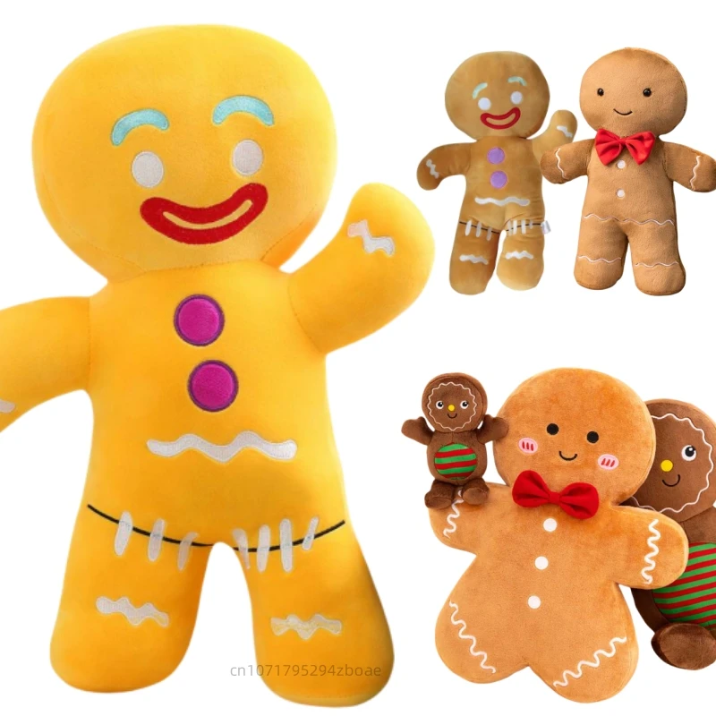 

15-60cm Cartoon Best-Selling Gingerbread Man Plush Toy Pillow Biscuit Peluche Stuffed Cookie Home Decor Christmas Gift For Kids