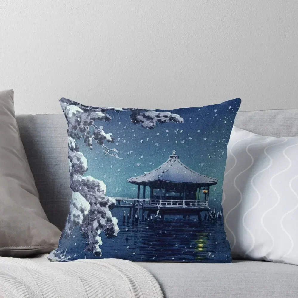 

Tsuchiya Koitsu - Snow at the Ukimido, Katada Throw Pillow autumn decoration pillow cover luxury Pillow Case Christmas