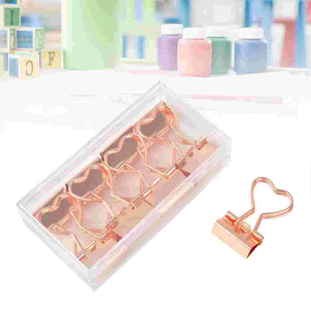 12 Pcs Heart Shaped Clip Binder Clips Acrylic Letter Paper Decorative