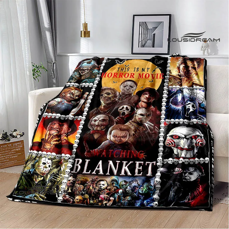 3D horror movie Printed Blanket Warm Flannel Soft Cozy Blanket Sofa Bed Car Must-Have Blanket picnic blanket Birthday Gift