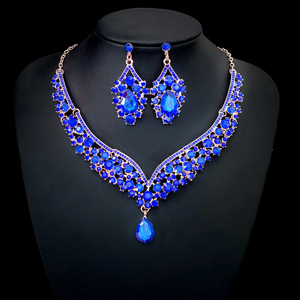 

Crown Headb Necklace Earrings Set Rhinestone Decorations Girls Birthday Wedding Banquet Photo Shoots Lightweight Comfortable