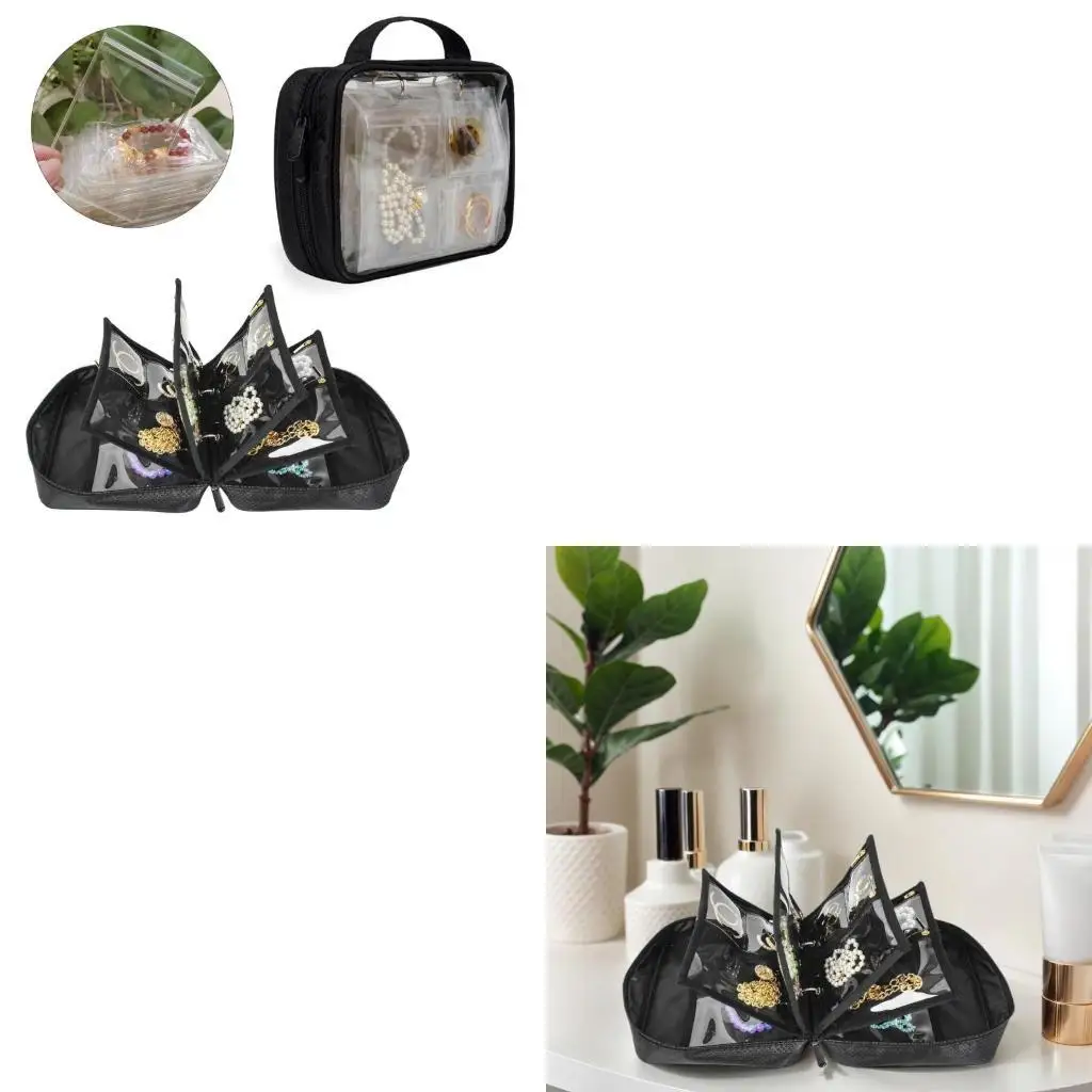 

Элегантная прозрачная сумка для драгоценностей из ПВХ на молнии для путешествий с регулируемыми страницами для организации и