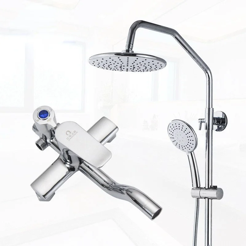 Space Silver Hot And Cold Shower   Home Bathroom Adjustable Lift   High Pressure Power Water Saving