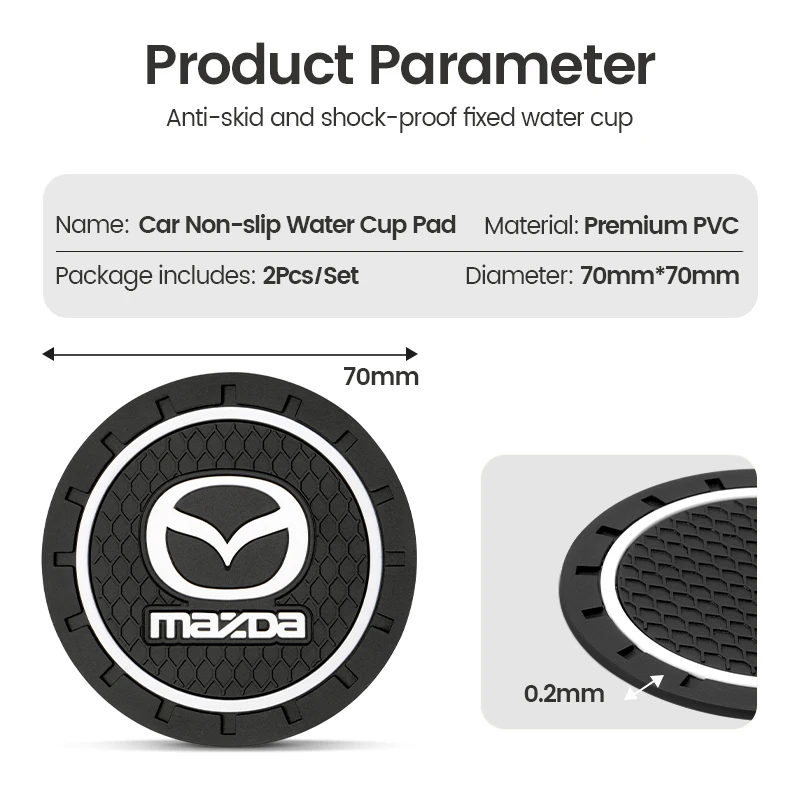 자동차 물컵 슬롯 미끄럼 방지 매트 액세서리, Mazda 2 3 5 6 Axela Atenza Speed 6 CX3 CX4 CX5 CX7 CX8 CX9 MS Demio, 2 개