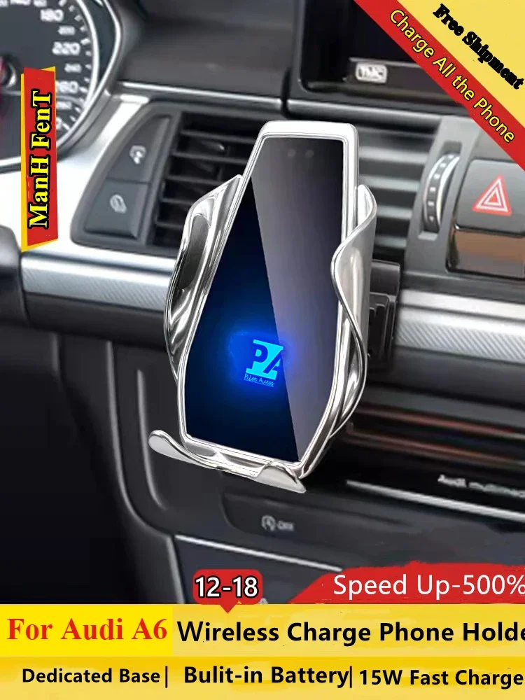 

2012 2013 2014 2015 2016 2017 2018 For Audi A6 Phone Holder Wireless Charger Car Cell Mobile Phones Mount Bracket GPS Support
