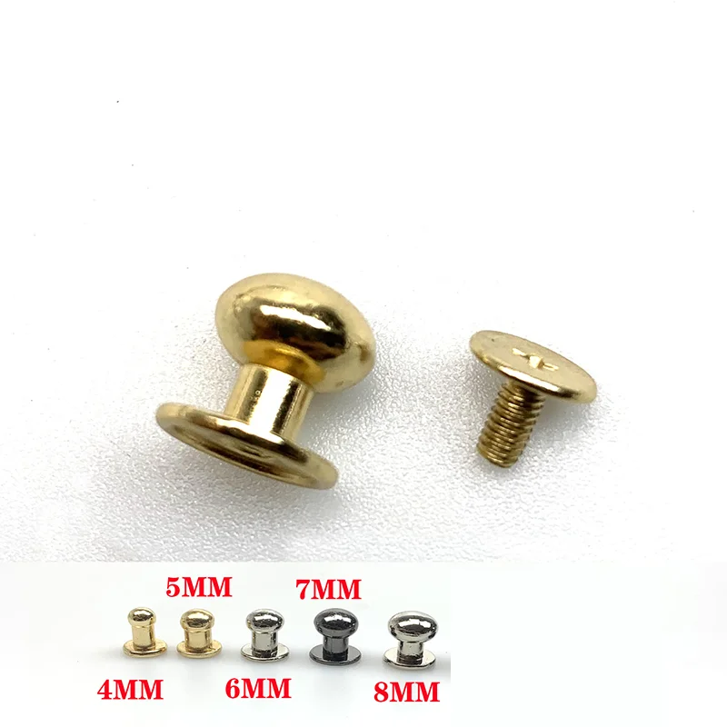 10Pcs Zinc-alloy Metal Round Ball Head Knob Screw Rivets Chicago Screw Back Post Nipple Stud Nail Rivet for Leather Craft Belt