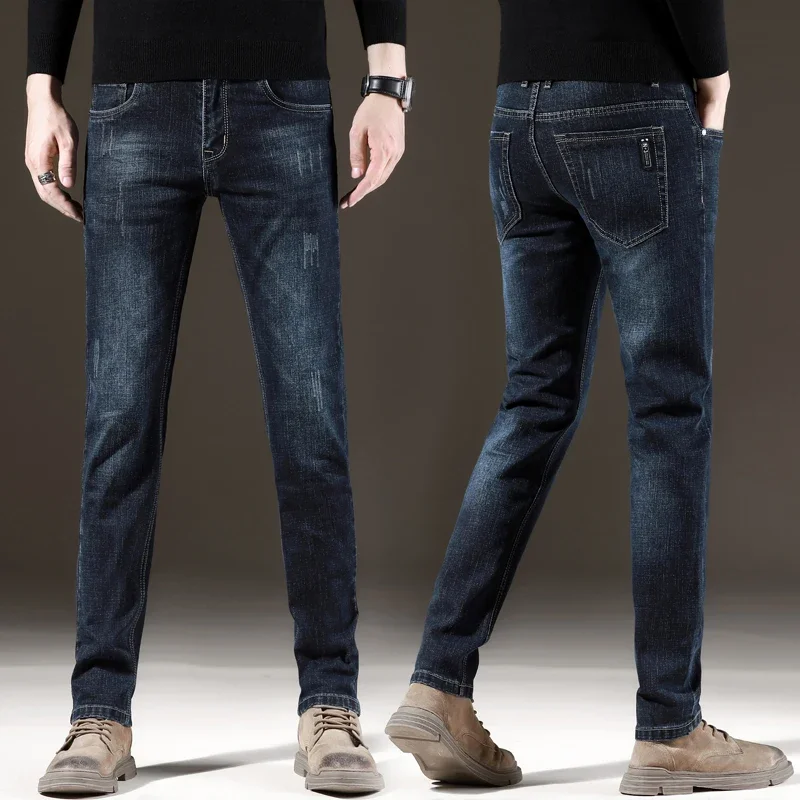 Jeans For Men 2025 Autumn Denim Pants Classic Straight Cut Blue Black Stretch Casual Long Trousers Famous Brand Jean Men Hombre