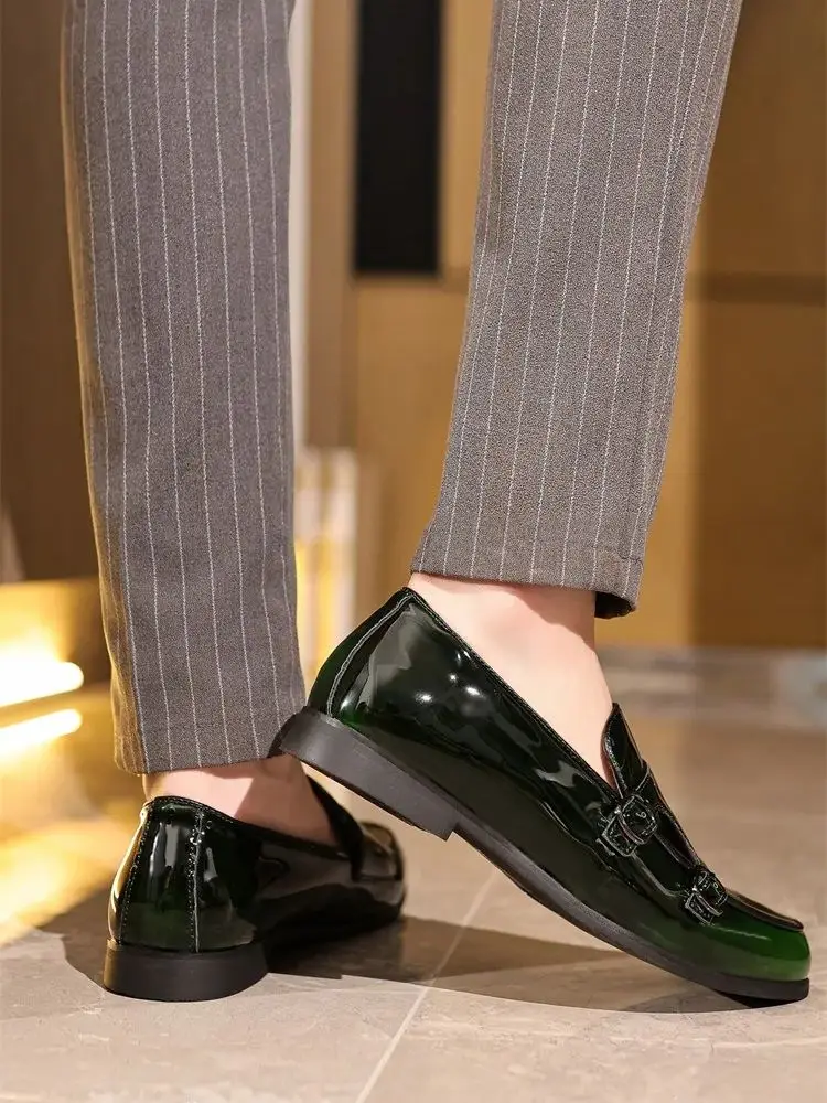 حذاء رجالي بحزام راهب مزدوج يناسب حذاء بيني إيطالي بدون كعب رجل رسمي أنيق مكتب رجل أحذية بدون كعب أحذية رسمية فاخرة #6