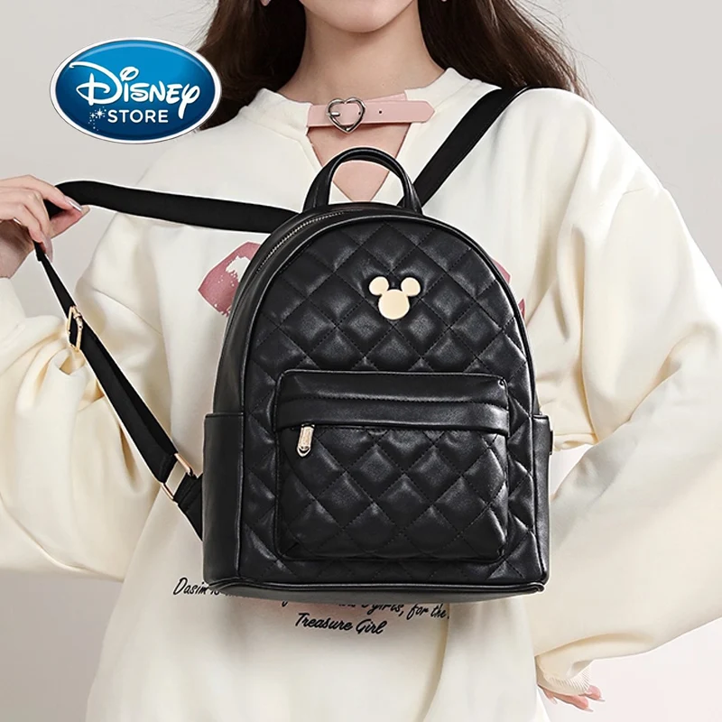 

Женский рюкзак из искусственной кожи с Микки Диснеем, черный большой вместительный компьютерный рюкзак, студенческий рюкзак, подарок на день рождения для девочки