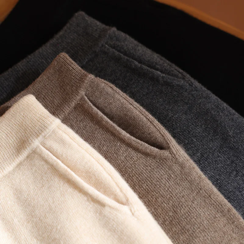 

New Arrival Women's Pure Wool Shorts Straight Basic Spring Autumn Winter Office Lady Pocket Short Pants 100% Merino Wool Knit