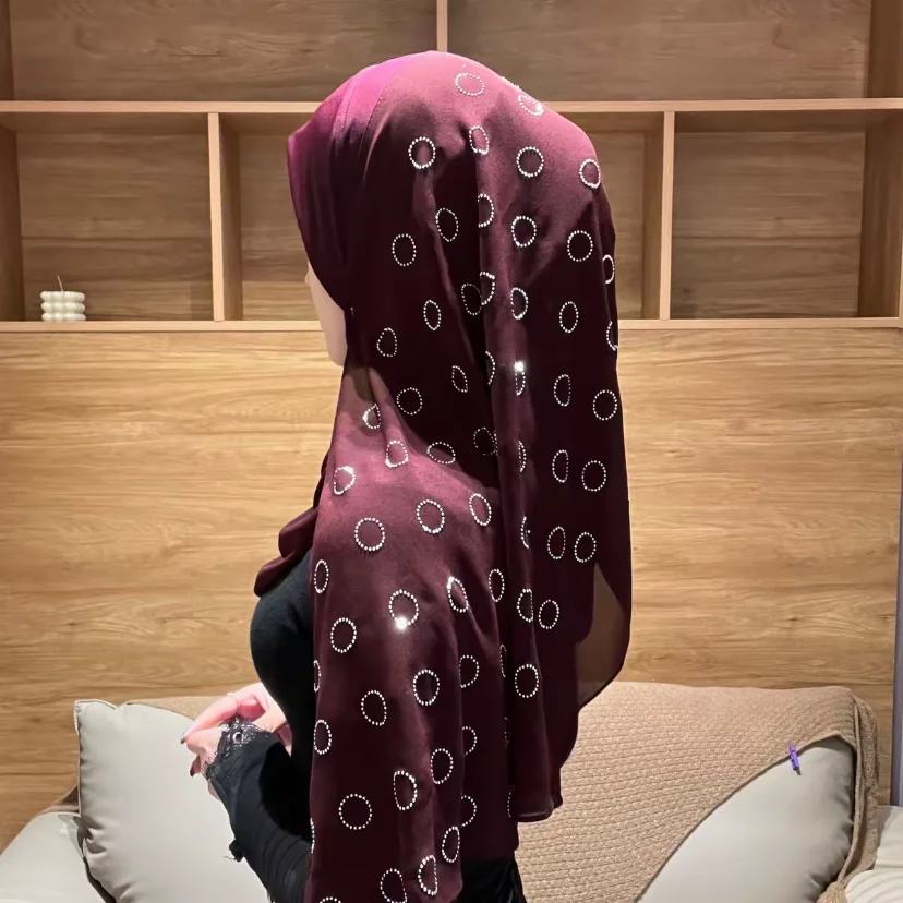 

12 Colors Circle Diamonds Shiny Muslim Women Elegant Wraps Hijabs