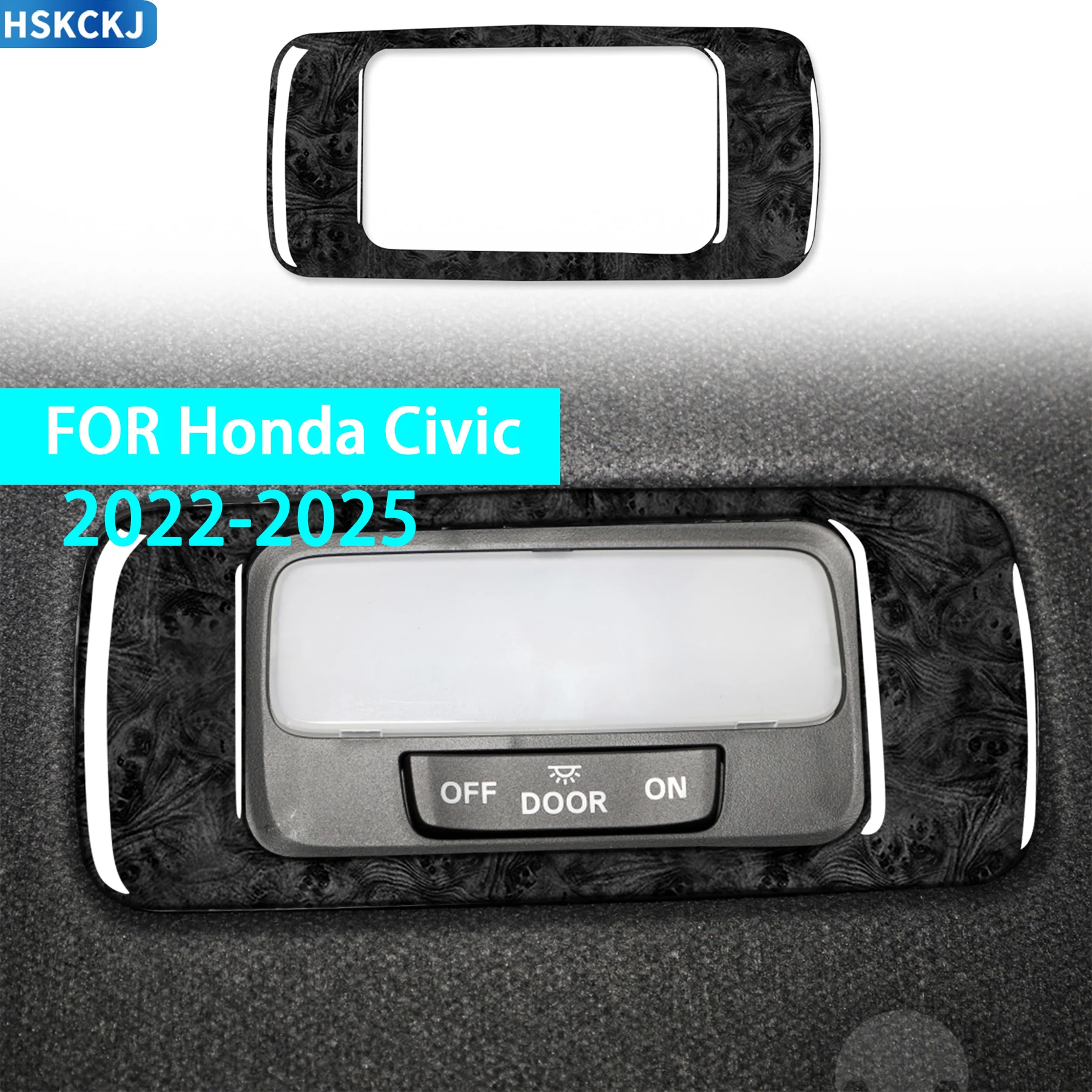 

Car Interior Roof Rear Reading Light Panel Decorative Frame Wood Grain Accessories Stickers FOR Honda Civic 2022 2023 2024 2025